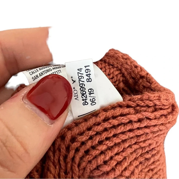 AEO • Orange Striped Knit Cardigan - Picture 8 of 8